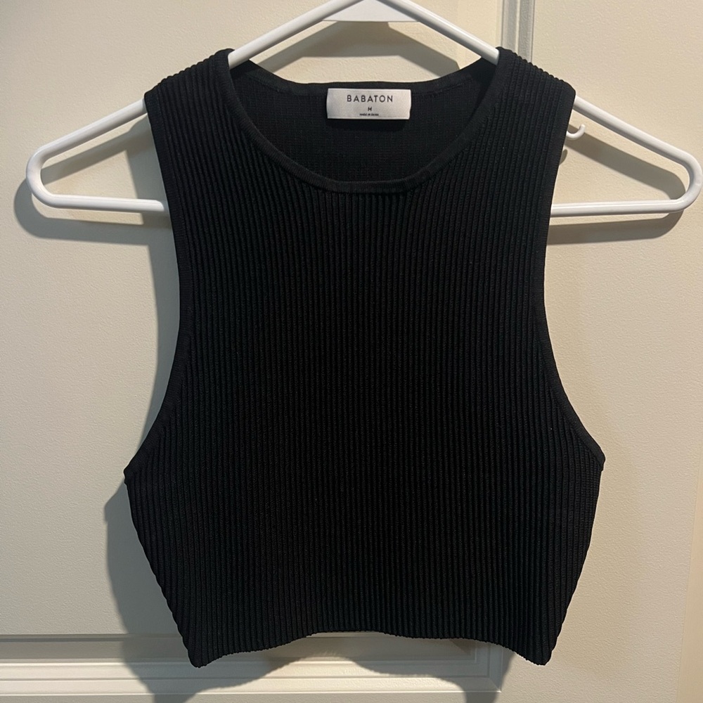 Babaton Midnight Ribbed Crop Top